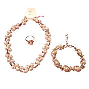 Faux Pearl Necklace 3 Piece Set